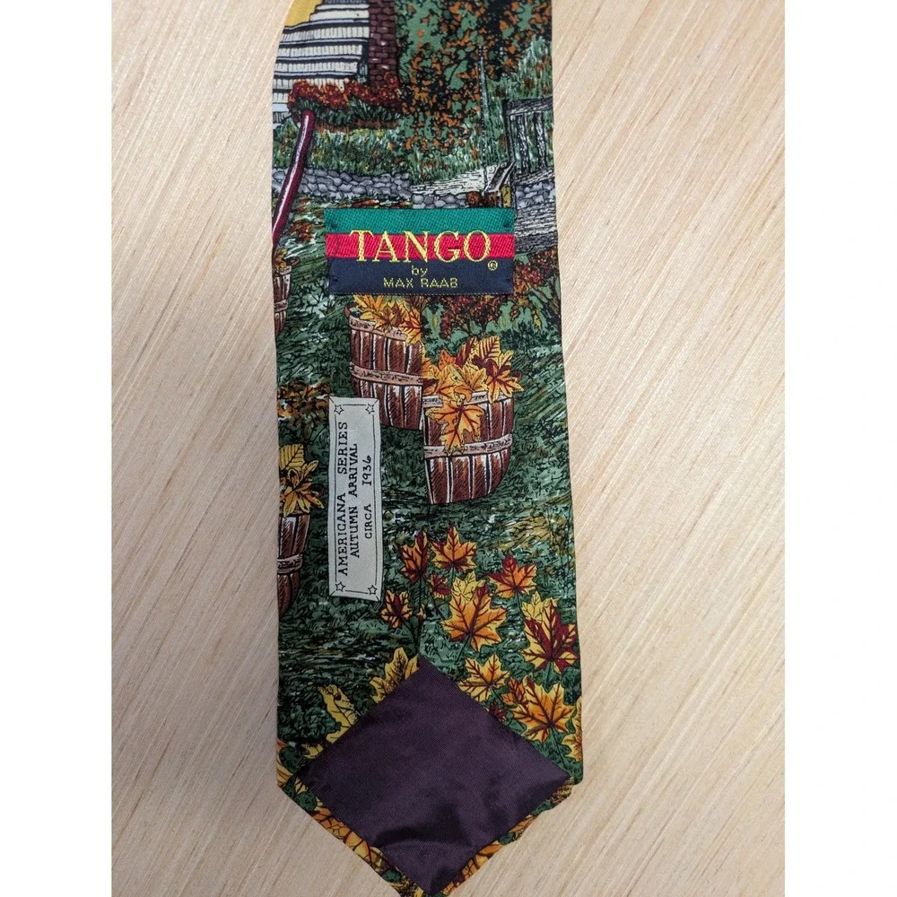 Tango by Max Raab Americana Series Arrival Silk Tie Fall Landscape Dog USA